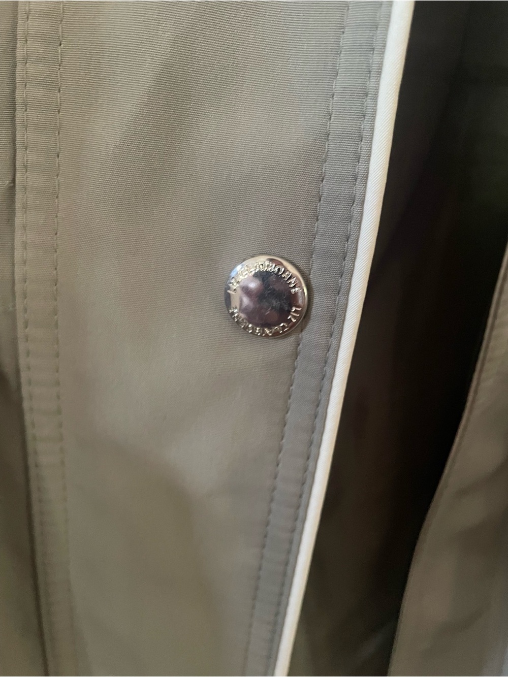 Liz Claiborne Light Gray Trench Coat with Off-White Trim - Picture 4 of 9